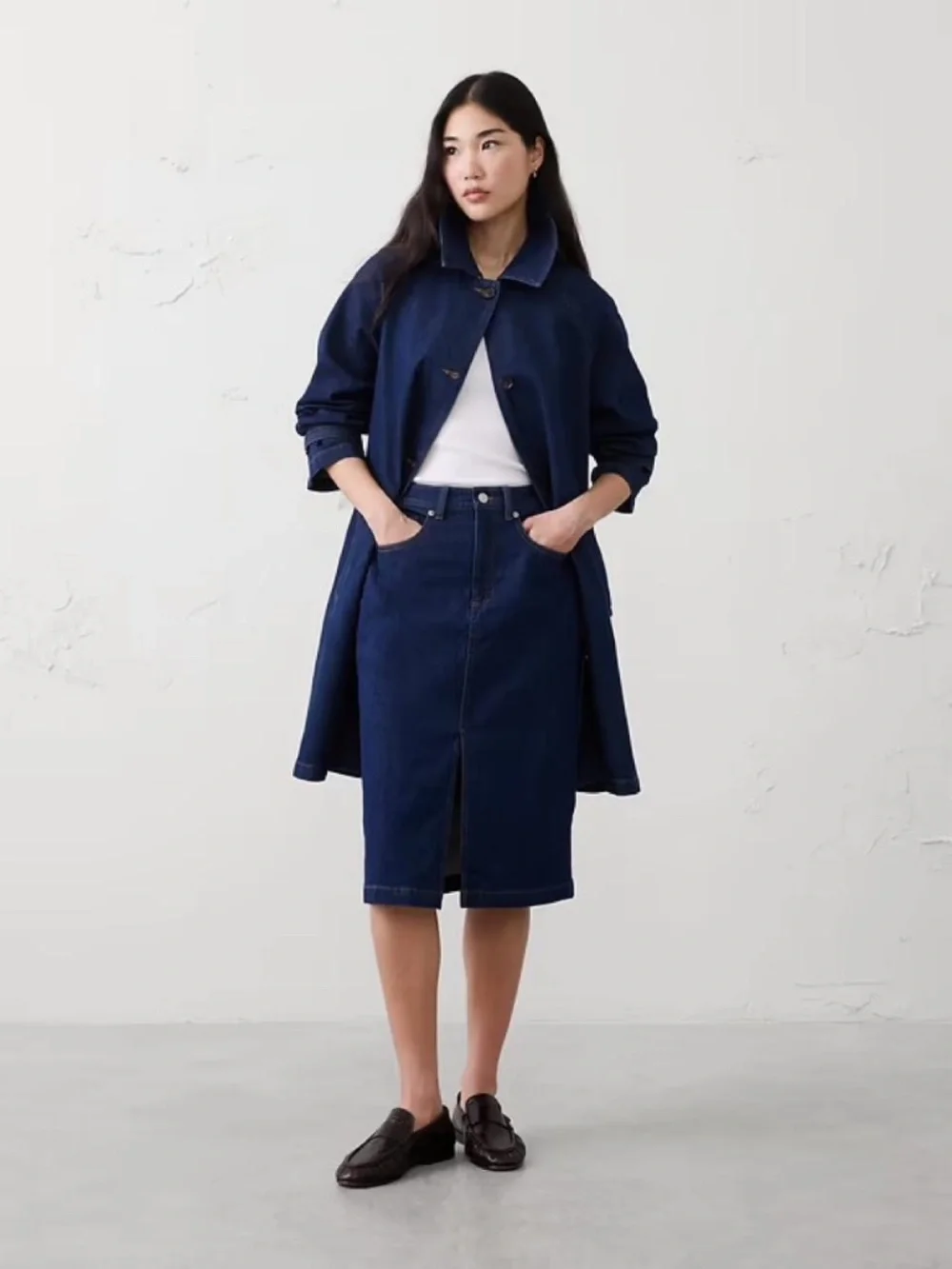banana republic factory denim pencil skirt